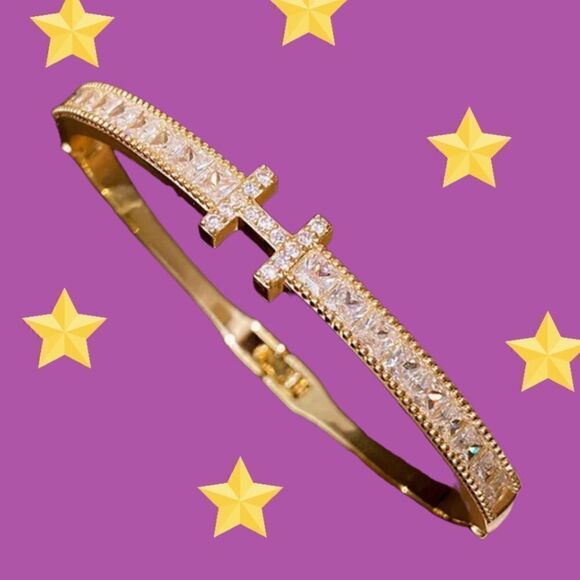 FASHION BRACELET LUXURY 14K GOLD PLATED OVER STAINLESS STEEL - Picture 4 of 6